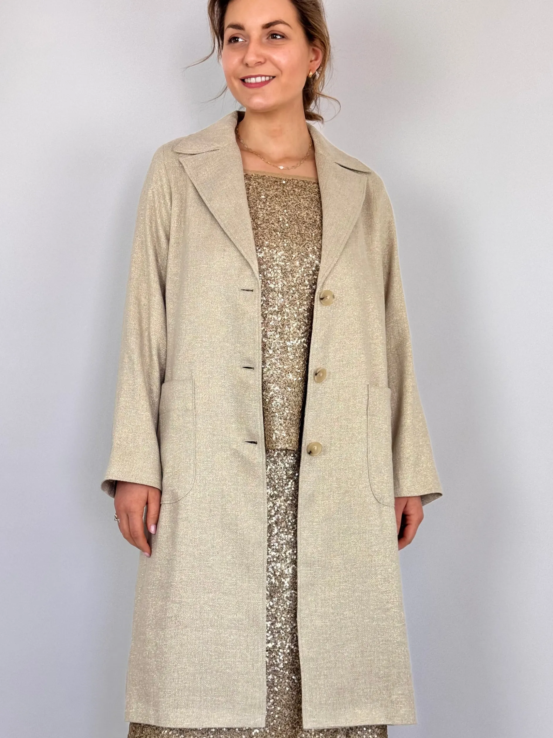 Diega Mileno Coat Silver/Gold