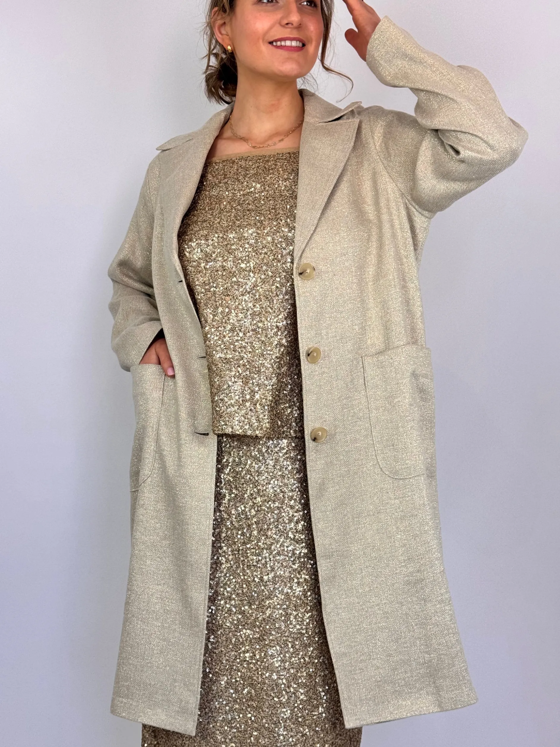 Diega Mileno Coat Silver/Gold