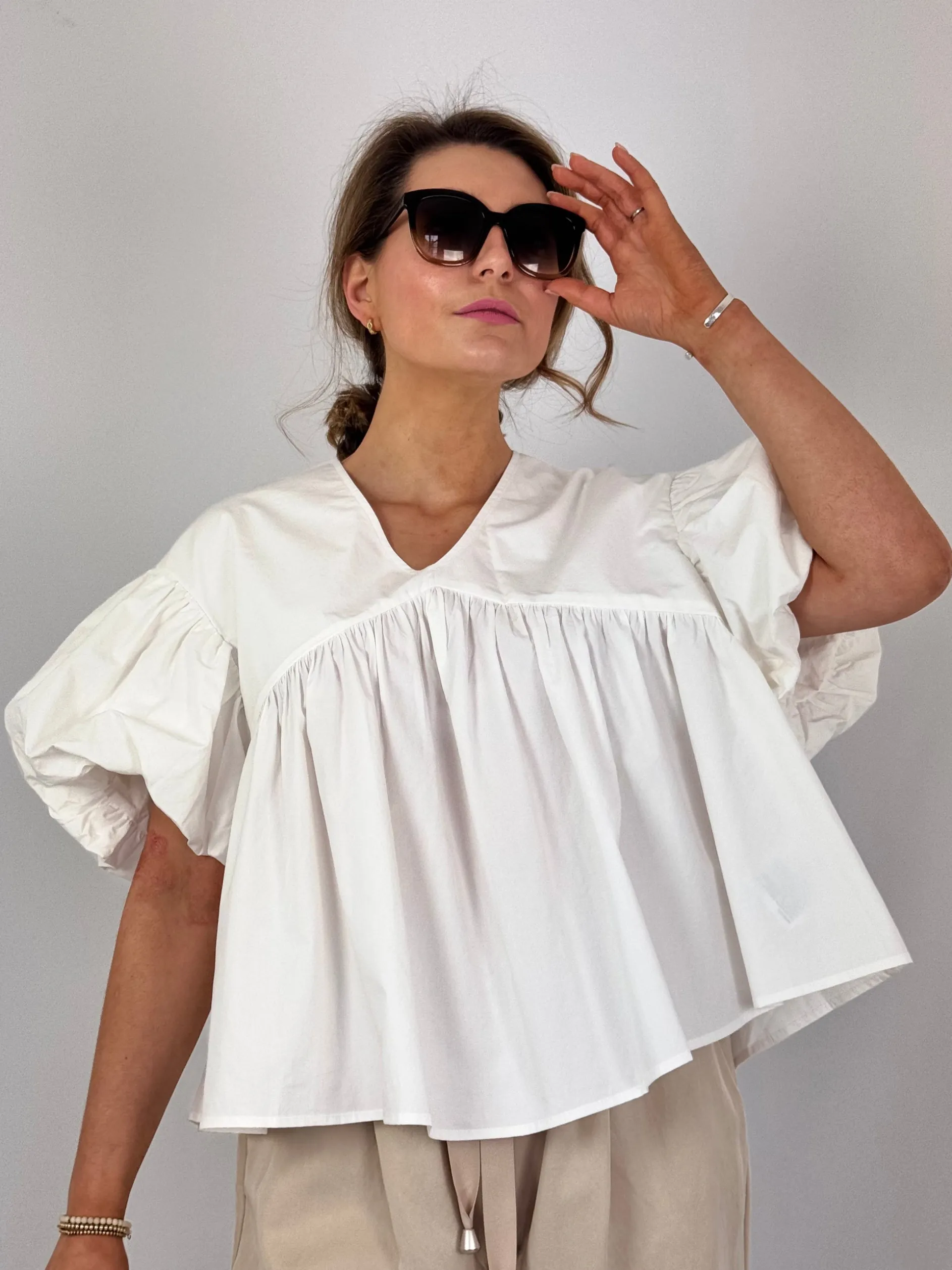 Emin & Paul Volume Blouse White