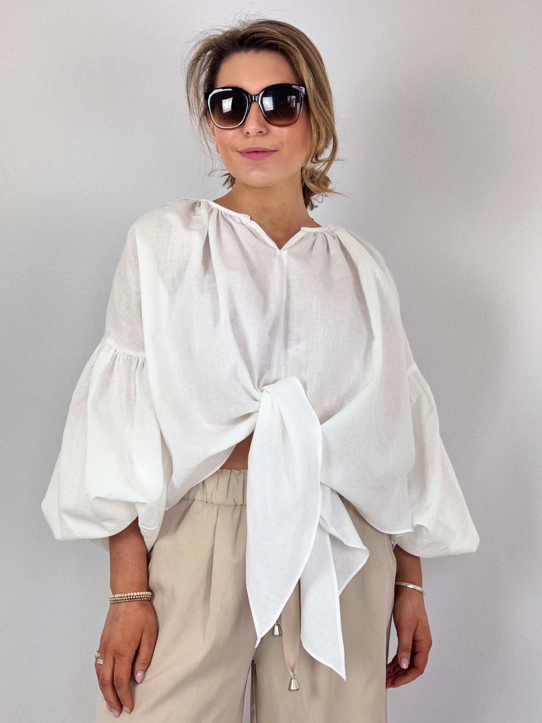 Emin & Paul Volume Lace Blouse White