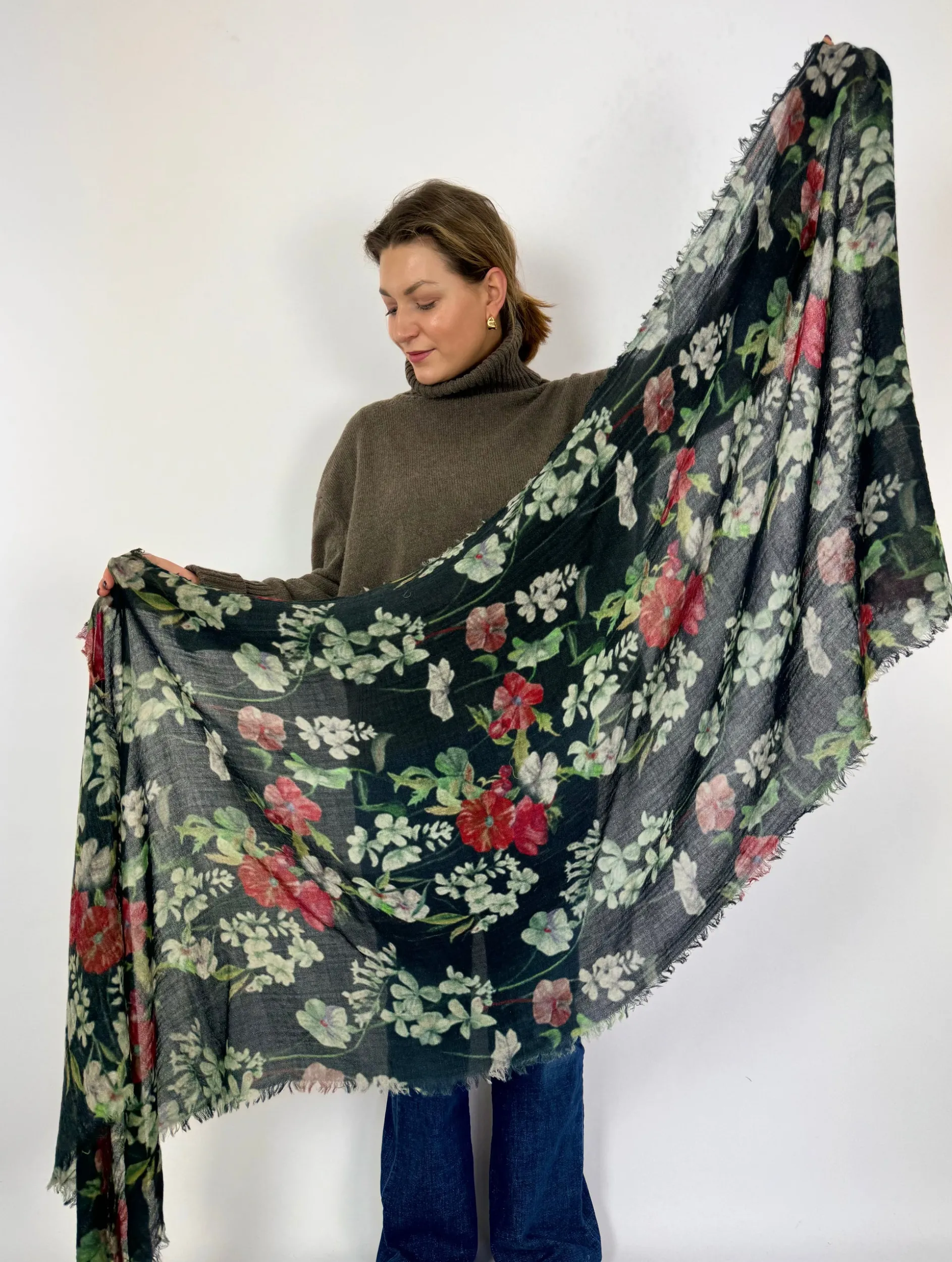 Jo Edwards Black Floral Scarf